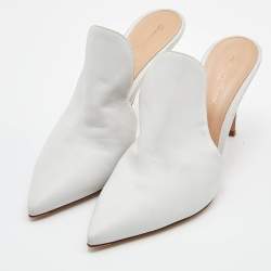 Pre Owned Gianvito Rossi White Leather Aramis Mules Size 39.5