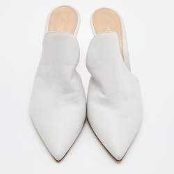 Pre Owned Gianvito Rossi White Leather Aramis Mules Size 39.5