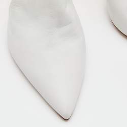 Pre Owned Gianvito Rossi White Leather Aramis Mules Size 39.5