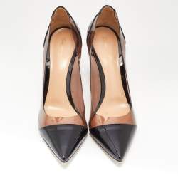 Pre Owned Gianvito Rossi Black Patent Leather and PVC Plexi Pumps Size 37.5