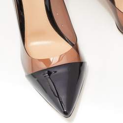 Pre Owned Gianvito Rossi Black Patent Leather and PVC Plexi Pumps Size 37.5
