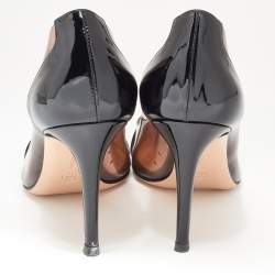 Pre Owned Gianvito Rossi Black Patent Leather and PVC Plexi Pumps Size 37.5