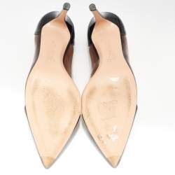 Pre Owned Gianvito Rossi Black Patent Leather and PVC Plexi Pumps Size 37.5