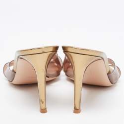 Pre Owned Gianvito Rossi Gold PVC and Leather Slide Sandals Size 38.5