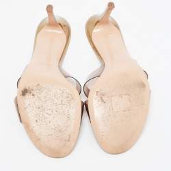 Pre Owned Gianvito Rossi Gold PVC and Leather Slide Sandals Size 38.5