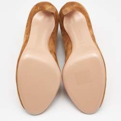 Pre Owned Gianvito Rossi Brown Suede Vamp Peep Toe Booties Size 38