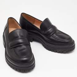 Pre Owned Gianvito Rossi Black Leather Argo Loafers Size 35.5