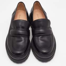 Pre Owned Gianvito Rossi Black Leather Argo Loafers Size 35.5