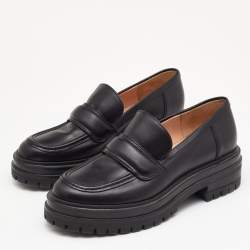 Pre Owned Gianvito Rossi Black Leather Argo Loafers Size 35.5