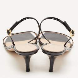 Pre Owned Gianvito Rossi Black Patent Leather Ankle Strap Sandals Size 41.5