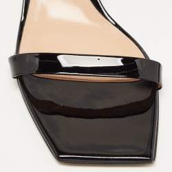 Pre Owned Gianvito Rossi Black Patent Leather Ankle Strap Sandals Size 41.5