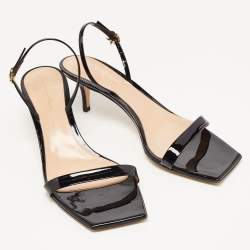 Pre Owned Gianvito Rossi Black Patent Leather Ankle Strap Sandals Size 41.5