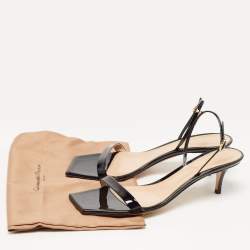 Pre Owned Gianvito Rossi Black Patent Leather Ankle Strap Sandals Size 41.5