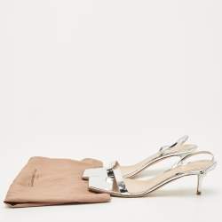 Pre Owned Gianvito Rossi Silver Leather Ankle Strap Sandals Size 41.5