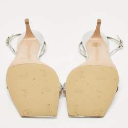 Pre Owned Gianvito Rossi Silver Leather Ankle Strap Sandals Size 41.5