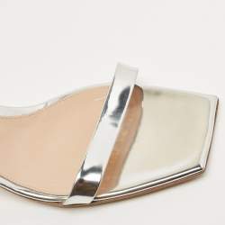 Pre Owned Gianvito Rossi Silver Leather Ankle Strap Sandals Size 41.5