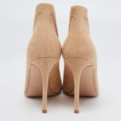 Pre Owned Gianvito Rossi Beige Suede Vamp Boots Size 38.5