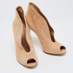 Pre Owned Gianvito Rossi Beige Suede Vamp Boots Size 38.5