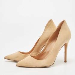 Pre Owned Gianvito Rossi Beige Suede Gianvito 105 Pointed Toe Pumps Size 38