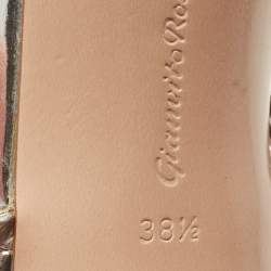 Pre Owned Gianvito Rossi Silver Leather Kim Sandals Size 38.5