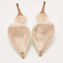 Pre Owned Gianvito Rossi White Leather and PVC Plexi Mules Size 39.5