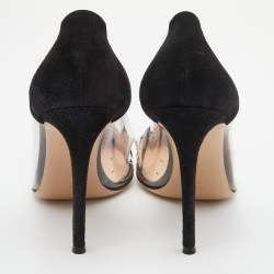 Pre Owned Gianvito Rossi Black/Green Suede and PVC Plexi Pumps Size 39