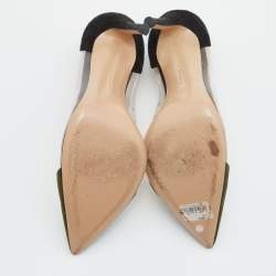 Pre Owned Gianvito Rossi Black/Green Suede and PVC Plexi Pumps Size 39
