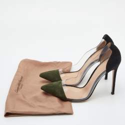 Pre Owned Gianvito Rossi Black/Green Suede and PVC Plexi Pumps Size 39