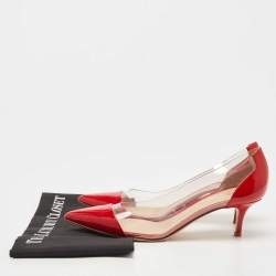 Pre Owned Gianvito Rossi Red Patent Leather and PVC Plexi Pumps Size 39