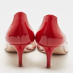 Pre Owned Gianvito Rossi Red Patent Leather and PVC Plexi Pumps Size 39