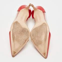 Pre Owned Gianvito Rossi Red Patent Leather and PVC Plexi Pumps Size 39