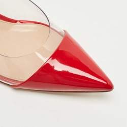 Pre Owned Gianvito Rossi Red Patent Leather and PVC Plexi Pumps Size 39