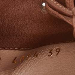 Pre Owned Gianvito Rossi Tan Suede Fringe Lace Up Ankle Booties Size 39