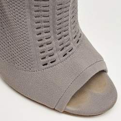 Gianvito Rossi Grey Knit Fabric Vires Ankle Booties Size 40.5