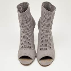 Gianvito Rossi Grey Knit Fabric Vires Ankle Booties Size 40.5