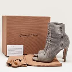 Gianvito Rossi Grey Knit Fabric Vires Ankle Booties Size 40.5