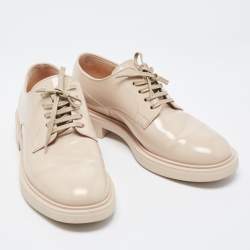 Gianvito Rossi Beige Leather Vittori Oxfords Size 35.5