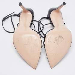 Pre Owned Gianvito Rossi Black Patent Leather Kim Ankle Strap Sandals Size 37