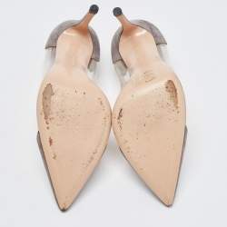 Pre Owned Gianvito Rossi Grey Suede and PVC Plexi Pumps Size 37.5