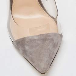 Pre Owned Gianvito Rossi Grey Suede and PVC Plexi Pumps Size 37.5