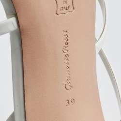 Pre Owned Gianvito Rossi White Patent Leather Strappy Ankle Wrap Sandals Size 39