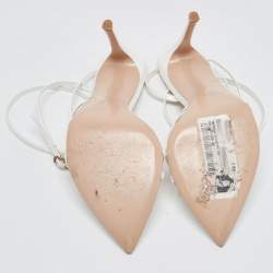 Pre Owned Gianvito Rossi White Patent Leather Strappy Ankle Wrap Sandals Size 39