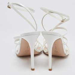 Pre Owned Gianvito Rossi White Patent Leather Strappy Ankle Wrap Sandals Size 39