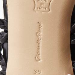 Pre Owned Gianvito Rossi Black Leather Braided Gladiator Knee High Sandals Size 38