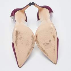 Pre Owned Gianvito Rossi Purple Satin and PVC Plexi Pointed Toe Pumps Size 38