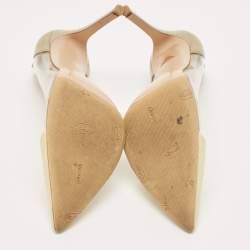 Pre Owned Gianvito Rossi Green/Cream Patent Leather and PVC Plexi Pumps Size 38