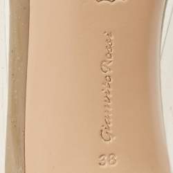 Pre Owned Gianvito Rossi Green/Cream Patent Leather and PVC Plexi Pumps Size 38