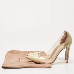 Pre Owned Gianvito Rossi Green/Cream Patent Leather and PVC Plexi Pumps Size 38