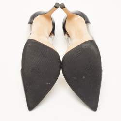 Pre Owned Gianvito Rossi Black Leather and PVC Plexi Pointed Toe Pumps Size 38