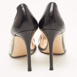 Pre Owned Gianvito Rossi Black Leather and PVC Plexi Pointed Toe Pumps Size 38